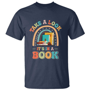 Librarian T Shirt Take A Look It's in A Book TS09 Navy Print Your Wear