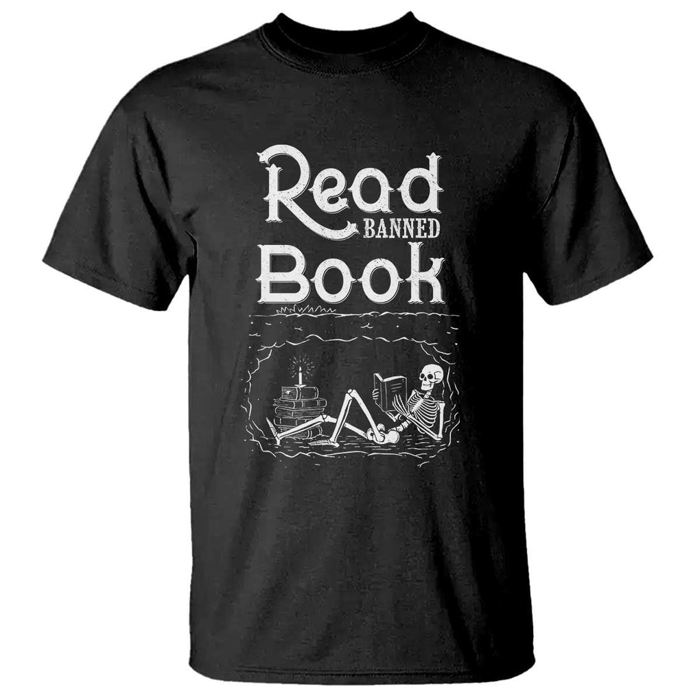 Funny Book Lover T Shirt Read Banned Books Skeleton TS09 Black Print Your Wear