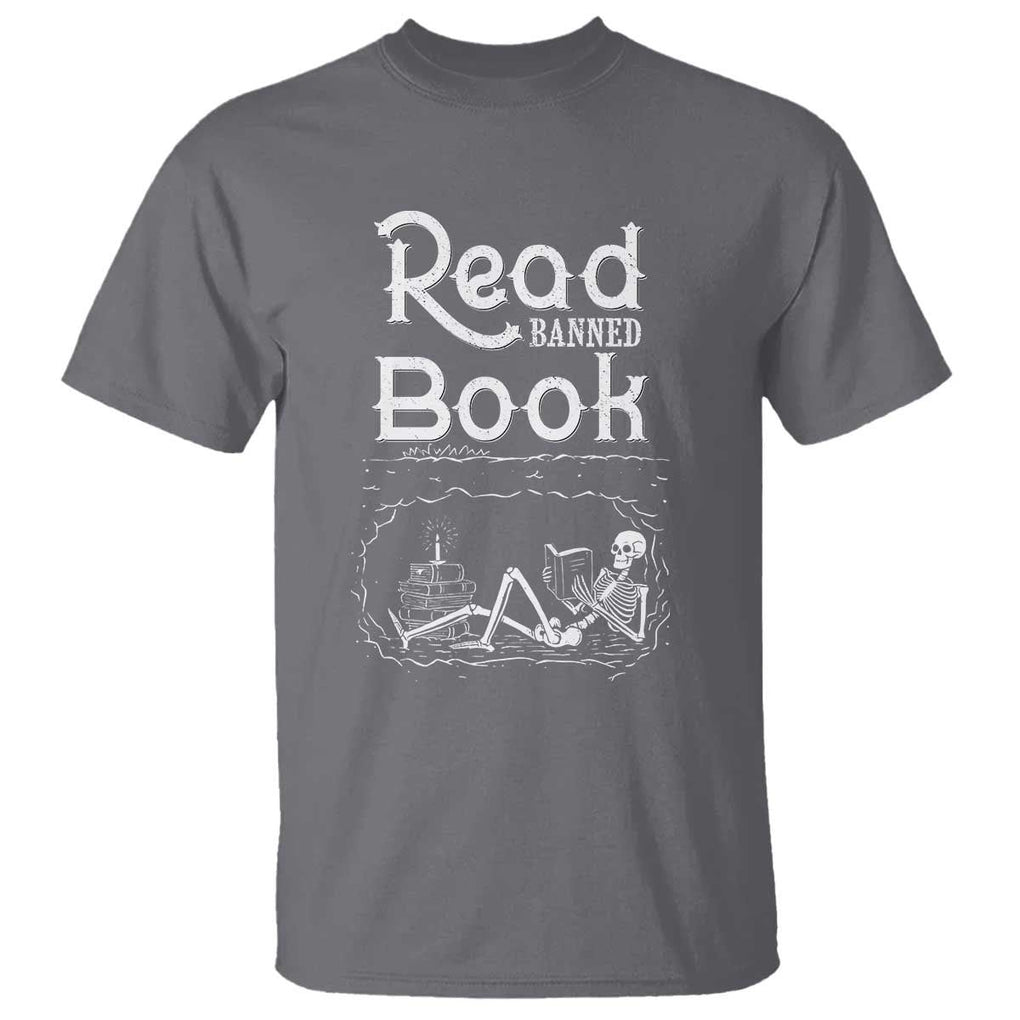 Funny Book Lover T Shirt Read Banned Books Skeleton TS09 Charcoal Print Your Wear