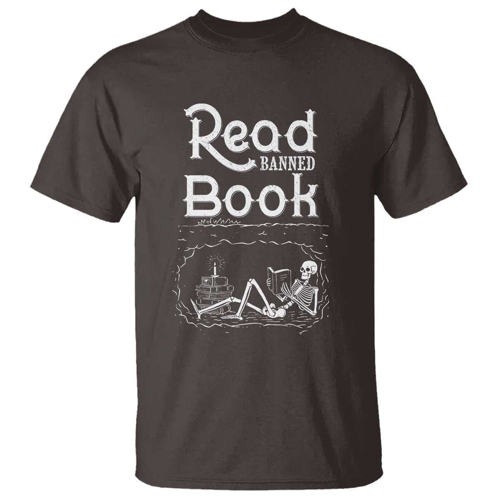 Funny Book Lover T Shirt Read Banned Books Skeleton TS09 Dark Chocolate Print Your Wear