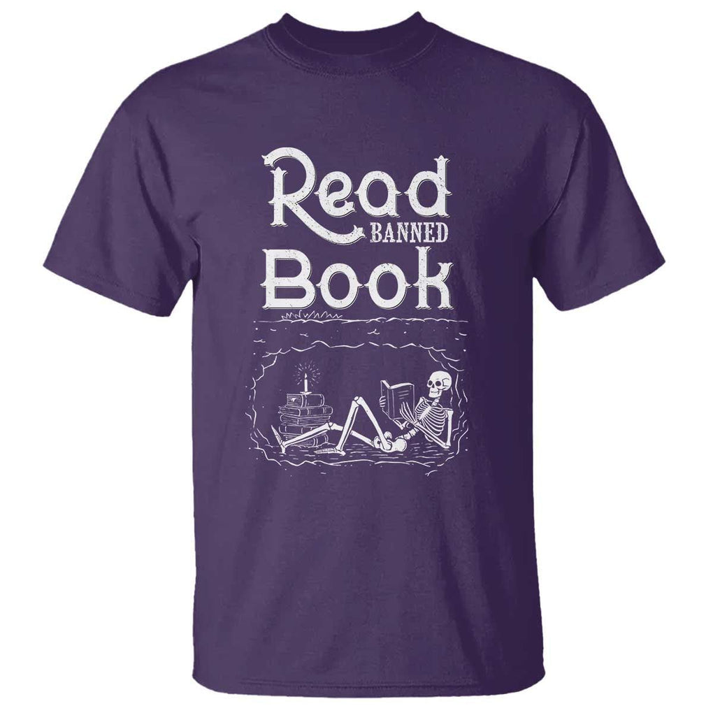 Funny Book Lover T Shirt Read Banned Books Skeleton TS09 Purple Print Your Wear