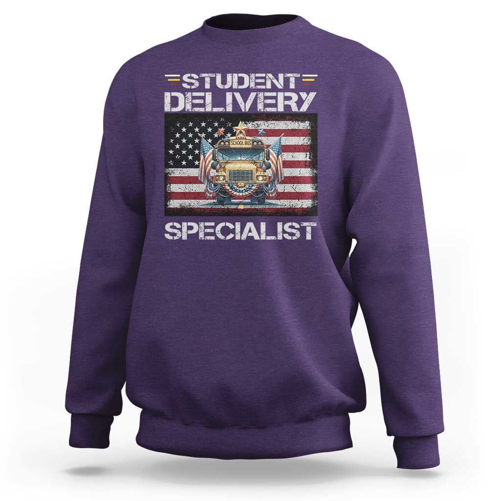 School Bus Driver Sweatshirt Student Delivery Specialist American Flag TS09 Purple Print Your Wear