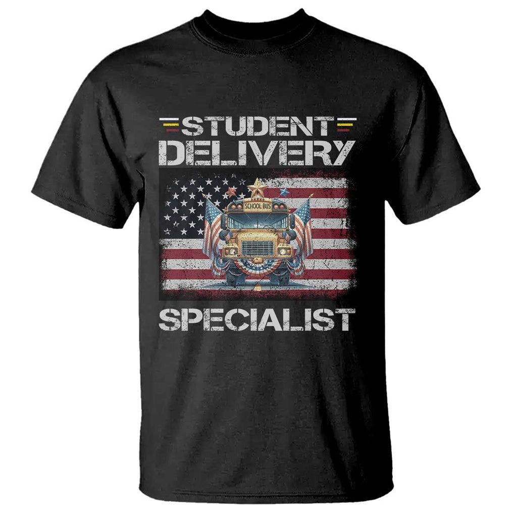 School Bus Driver T Shirt Student Delivery Specialist American Flag TS09 Black Print Your Wear