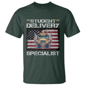 School Bus Driver T Shirt Student Delivery Specialist American Flag TS09 Dark Forest Green Print Your Wear