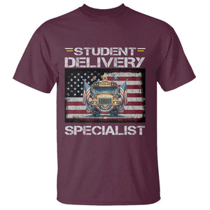 School Bus Driver T Shirt Student Delivery Specialist American Flag TS09 Maroon Print Your Wear