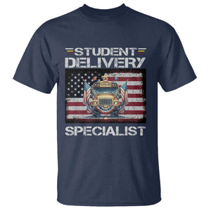 School Bus Driver T Shirt Student Delivery Specialist American Flag TS09 Navy Print Your Wear