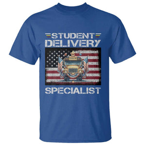 School Bus Driver T Shirt Student Delivery Specialist American Flag TS09 Royal Blue Print Your Wear