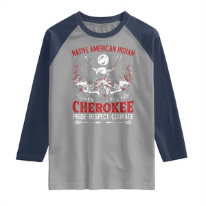 Native American Cherokee Raglan Shirt Pride Respect Courage Indigenous TS09 Sport Gray Navy Print Your Wear