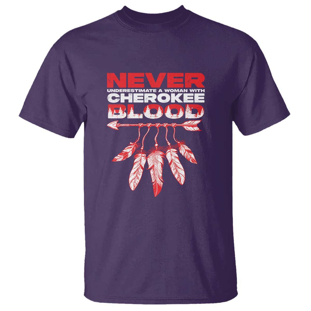 Never Underestimate A Woman With Cherokee Blood T Shirt TS09 Purple Print Your Wear
