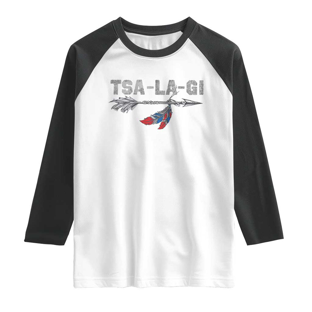 Native American Cherokee Tsalagi Raglan Shirt TS09 White Black Print Your Wear
