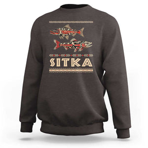 Native American Alaska Sweatshirt Sitka Salmon Fishermen Art TS09 Dark Chocolate Print Your Wear