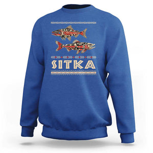 Native American Alaska Sweatshirt Sitka Salmon Fishermen Art TS09 Royal Blue Print Your Wear