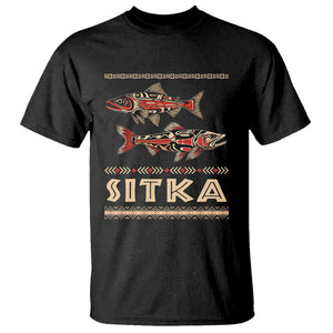 Native American Alaska T Shirt Sitka Salmon Fishermen Art TS09 Black Print Your Wear