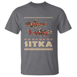 Native American Alaska T Shirt Sitka Salmon Fishermen Art TS09 Charcoal Print Your Wear