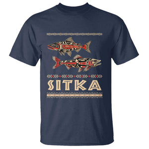 Native American Alaska T Shirt Sitka Salmon Fishermen Art TS09 Navy Print Your Wear