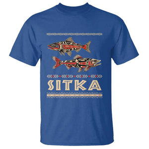 Native American Alaska T Shirt Sitka Salmon Fishermen Art TS09 Royal Blue Print Your Wear