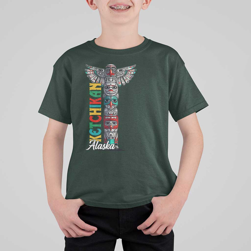 Native American Alaska T Shirt For Kid Ketchikan Totem Pole TS09 Dark Forest Green Print Your Wear