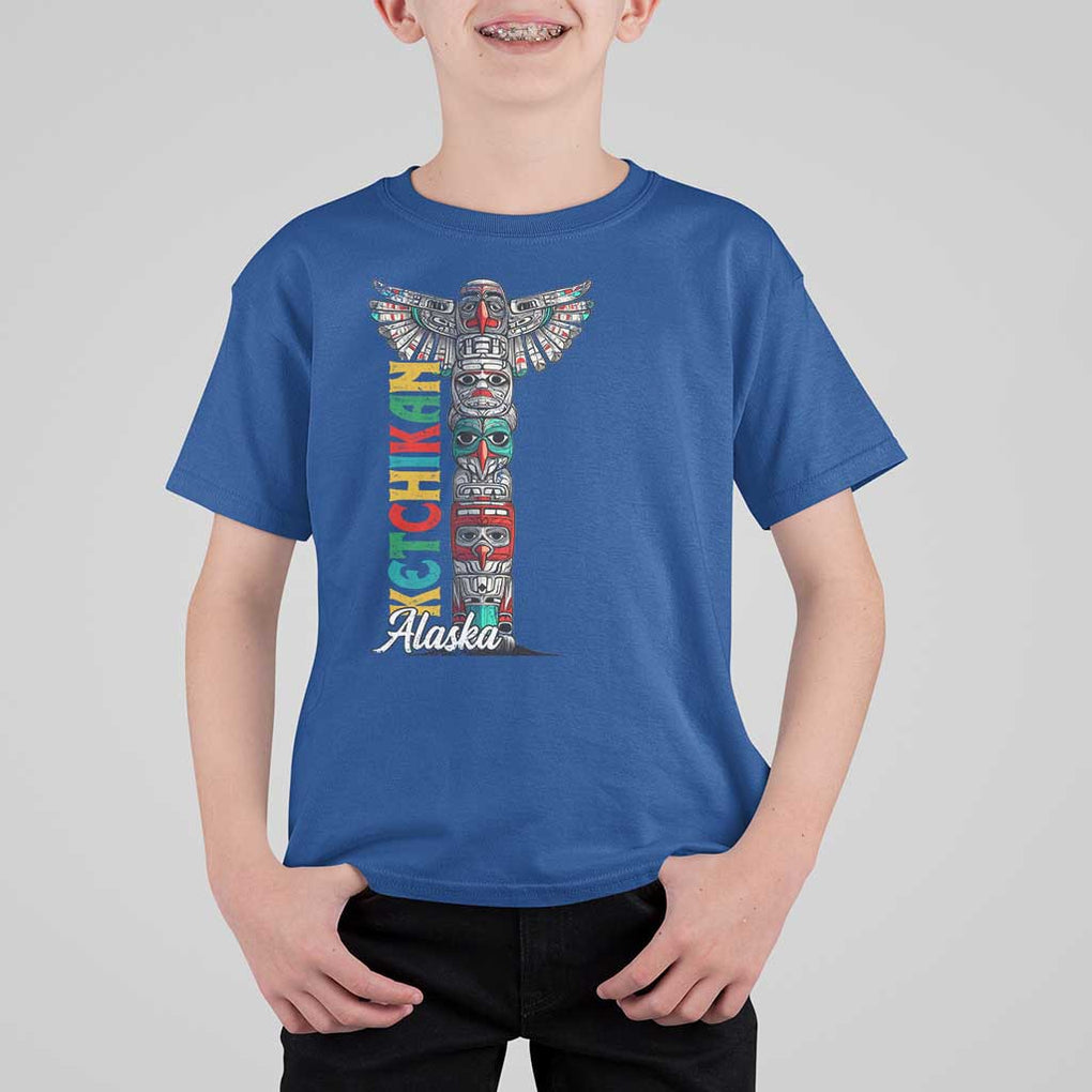Native American Alaska T Shirt For Kid Ketchikan Totem Pole TS09 Royal Blue Print Your Wear