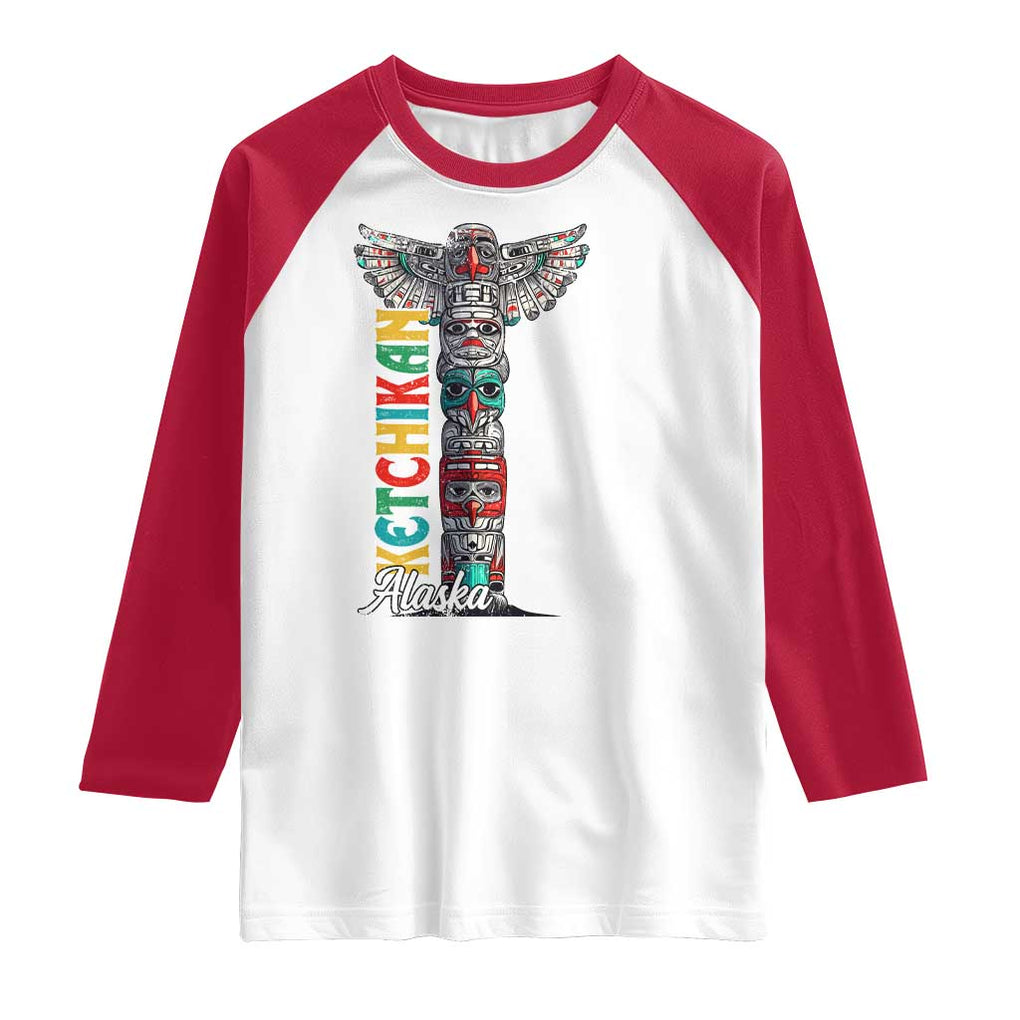 Native American Alaska Raglan Shirt Ketchikan Totem Pole TS09 White Red Print Your Wear