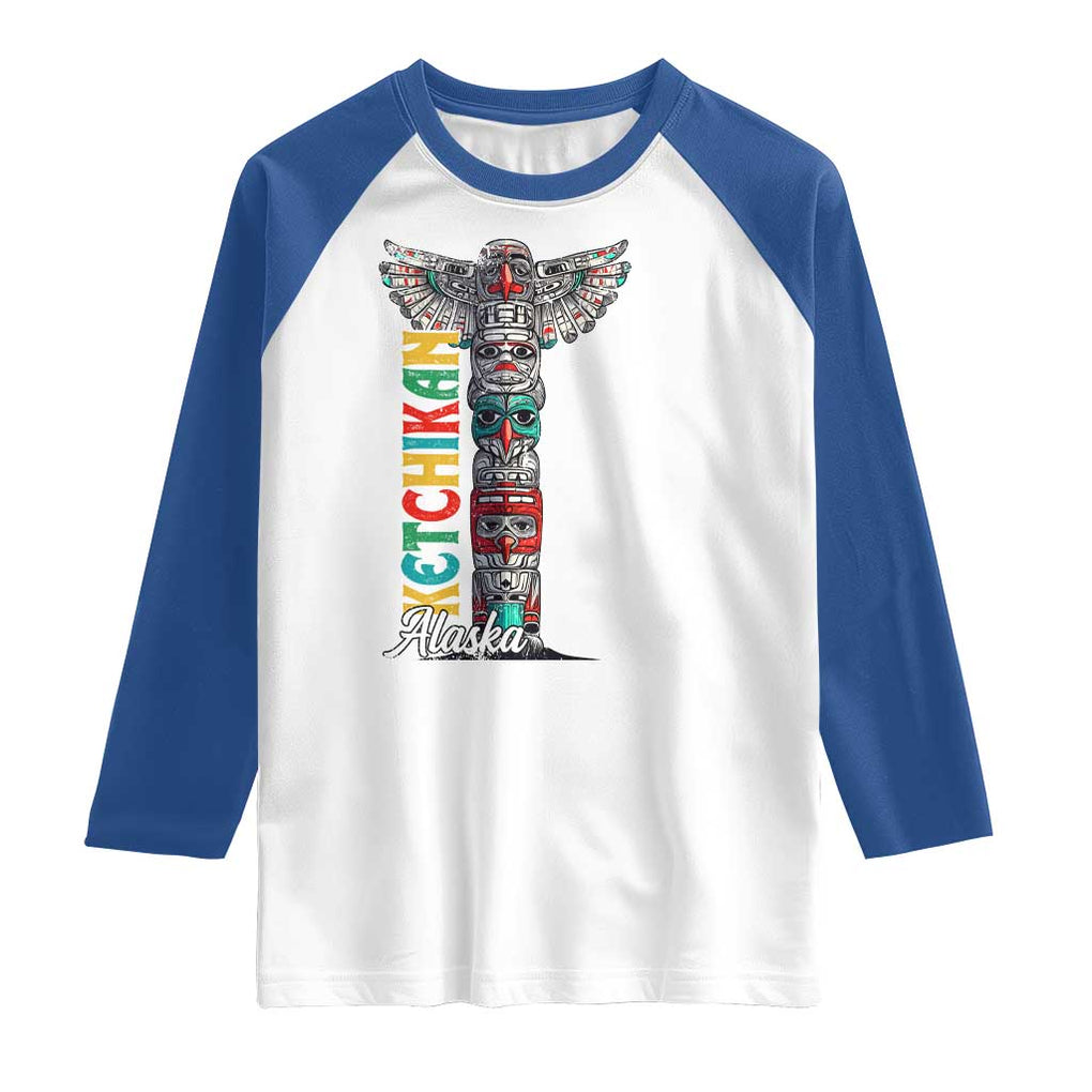 Native American Alaska Raglan Shirt Ketchikan Totem Pole TS09 White Royal Print Your Wear