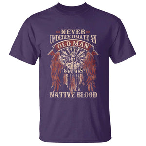 Never Underestimate An Old Man Who Has Native Blood T Shirt TS09 Purple Print Your Wear