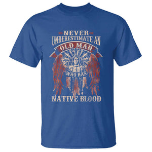 Never Underestimate An Old Man Who Has Native Blood T Shirt TS09 Royal Blue Print Your Wear