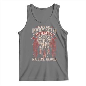 Never Underestimate An Old Man Who Has Native Blood Tank Top TS09 Black Heather Print Your Wear