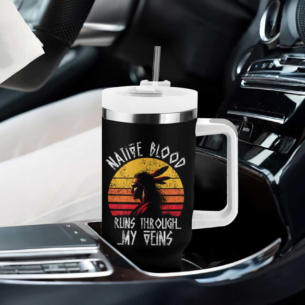 Native American Blood Runs Through My Veins Tumbler With Handle TS09 Print Your Wear