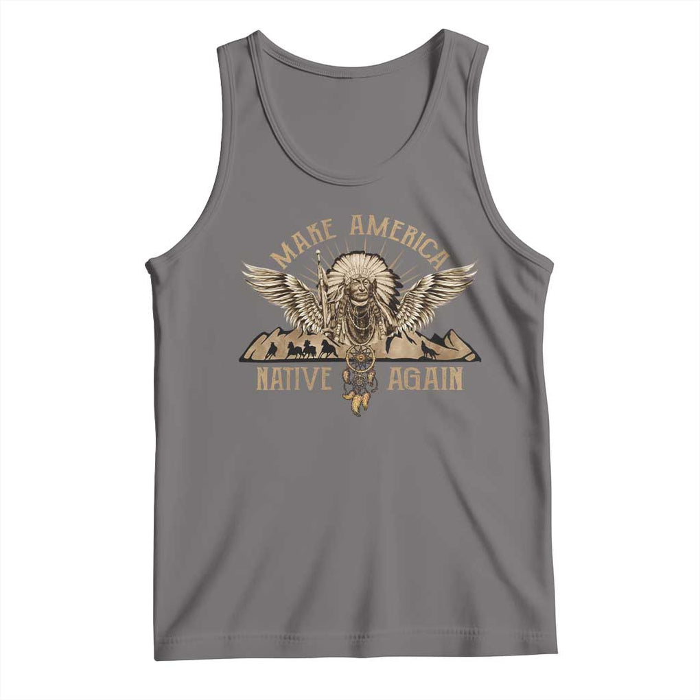 Native American Tank Top Make America Native Again Wild Life TS09 Deep Heather Print Your Wear