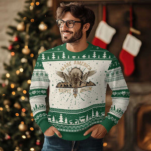 Native American Ugly Christmas Sweater Make America Native Again Wild Life TS09 Green Print Your Wear