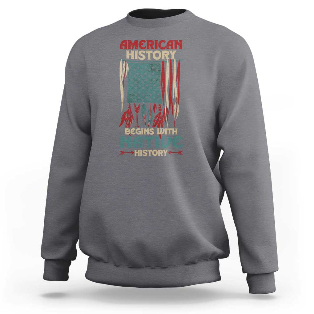 Make America Native Again America Flag Sweatshirt TS09 Charcoal Print Your Wear