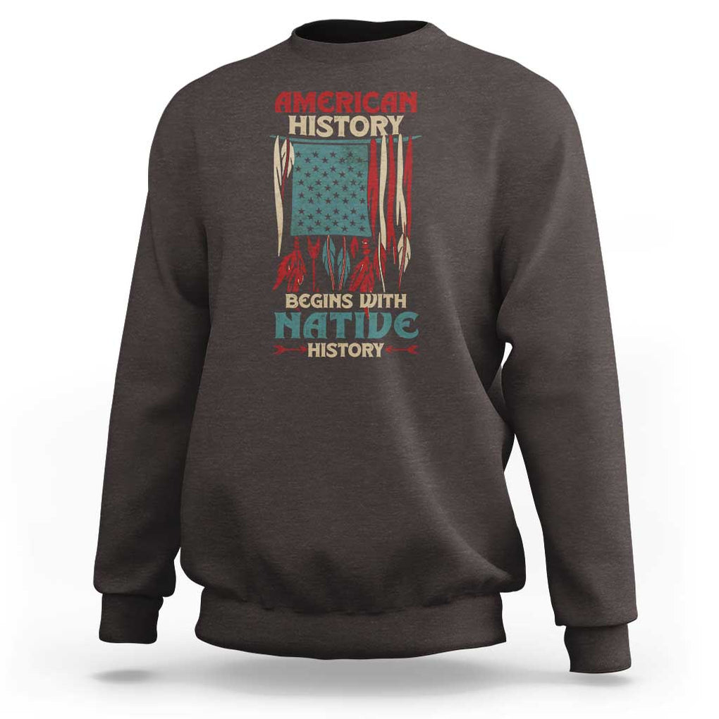 Make America Native Again America Flag Sweatshirt TS09 Dark Chocolate Print Your Wear