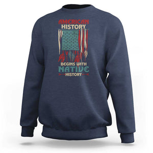 Make America Native Again America Flag Sweatshirt TS09 Navy Print Your Wear