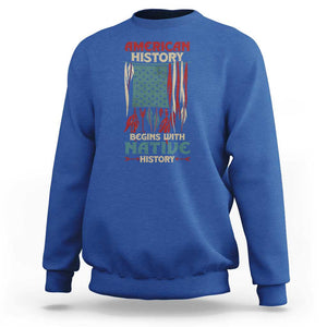 Make America Native Again America Flag Sweatshirt TS09 Royal Blue Print Your Wear