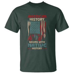 Make America Native Again America Flag T Shirt TS09 Dark Forest Green Print Your Wear