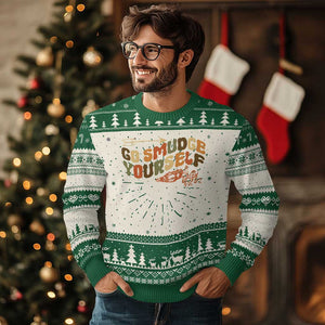 Native American Ugly Christmas Sweater Go Smudge Yourself Retro TS09 Green Print Your Wear