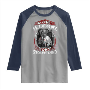 Native American Raglan Shirt No One Is Illegal On Stolen Land TS09 Sport Gray Navy Print Your Wear