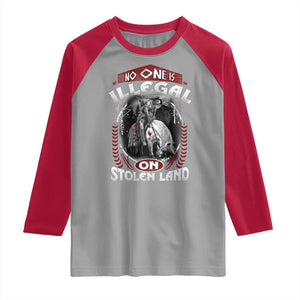 Native American Raglan Shirt No One Is Illegal On Stolen Land TS09 Sport Gray Red Print Your Wear