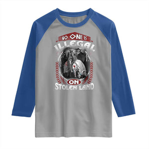 Native American Raglan Shirt No One Is Illegal On Stolen Land TS09 Sport Gray Royal Print Your Wear