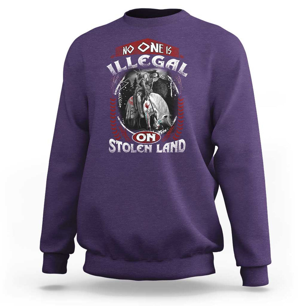 Native American Sweatshirt No One Is Illegal On Stolen Land TS09 Purple Print Your Wear