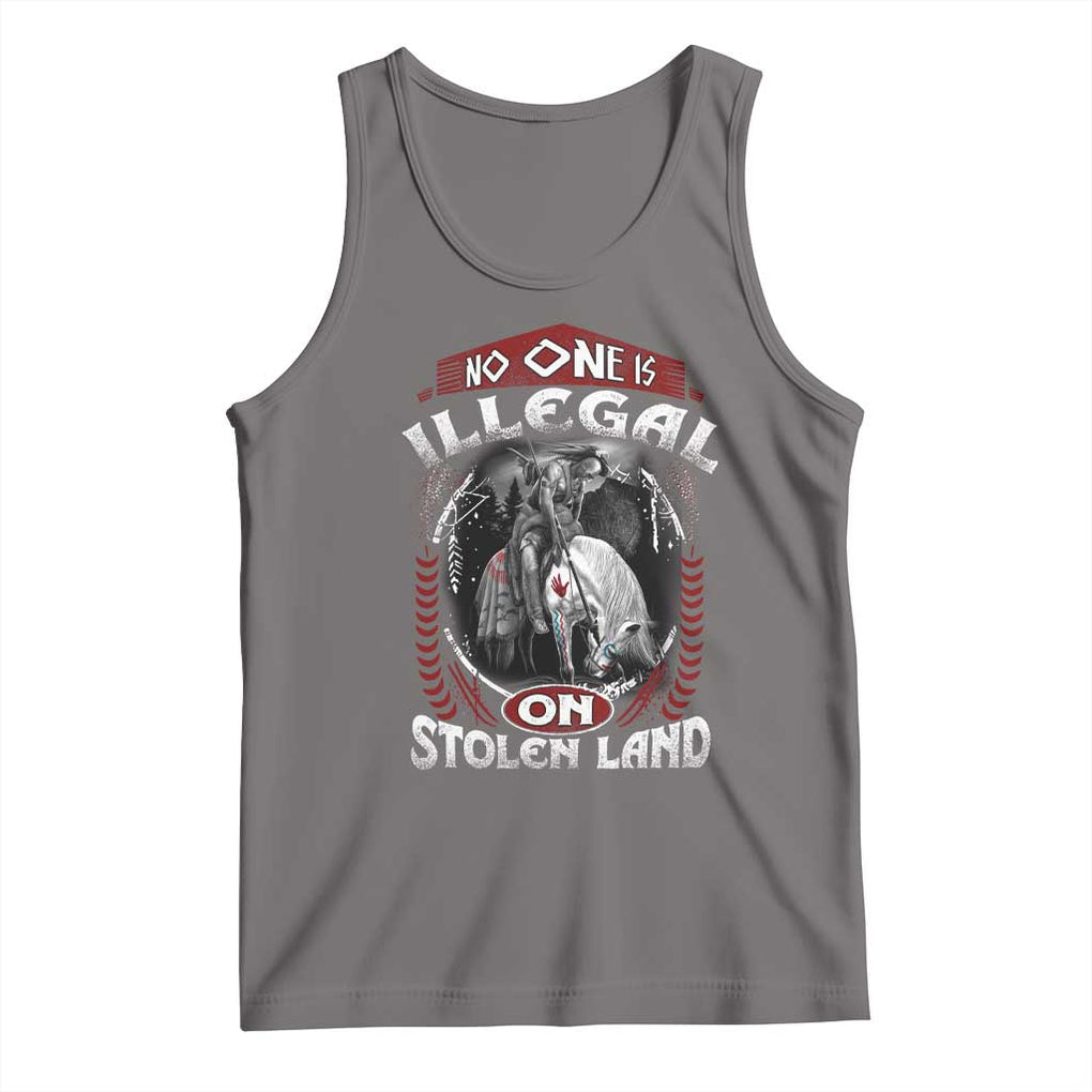 Native American Tank Top No One Is Illegal On Stolen Land TS09 Deep Heather Print Your Wear