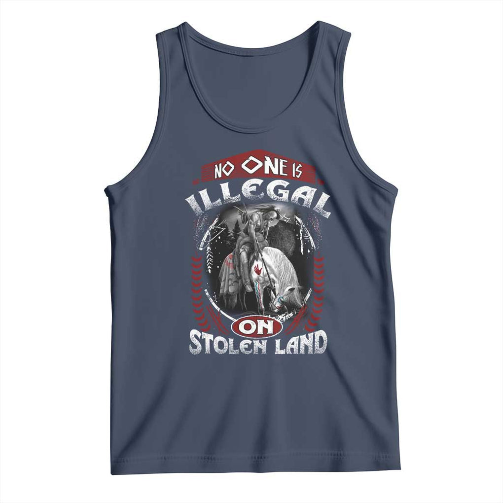 Native American Tank Top No One Is Illegal On Stolen Land TS09 Navy Print Your Wear