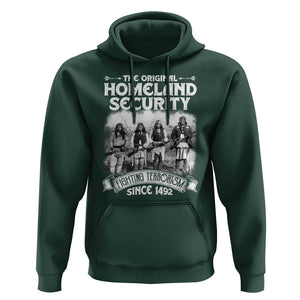 Native American Hoodie Original Homeland Security TS09 Dark Forest Green Print Your Wear