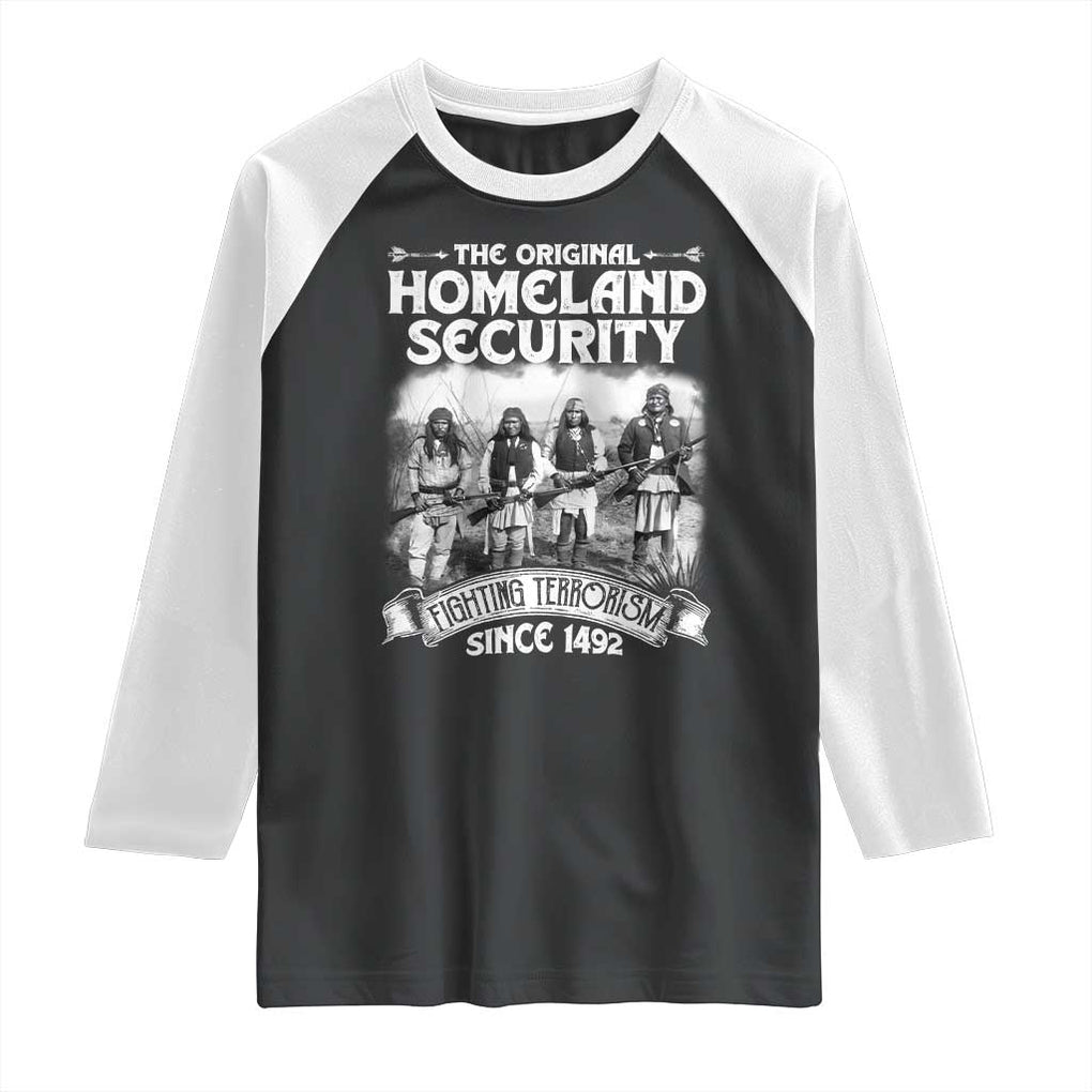 Native American Raglan Shirt Original Homeland Security TS09 Black White Print Your Wear