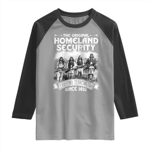 Native American Raglan Shirt Original Homeland Security TS09 Sport Gray Black Print Your Wear