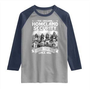 Native American Raglan Shirt Original Homeland Security TS09 Sport Gray Navy Print Your Wear