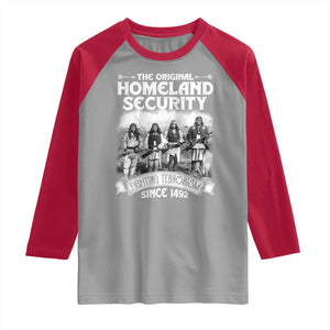 Native American Raglan Shirt Original Homeland Security TS09 Sport Gray Red Print Your Wear