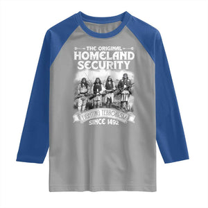 Native American Raglan Shirt Original Homeland Security TS09 Sport Gray Royal Print Your Wear