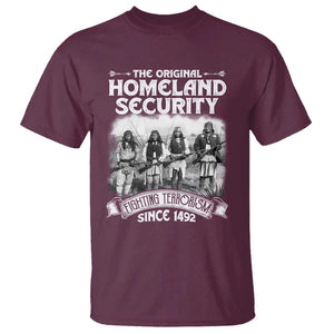 Native American T Shirt Original Homeland Security TS09 Maroon Print Your Wear