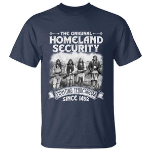 Native American T Shirt Original Homeland Security TS09 Navy Print Your Wear